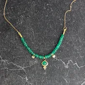 Emerald Gold Necklace with Little Diamond Sparklers | Ari O Jewelry