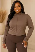 Butter Soft Long Sleeve Mock Neck Zip-Up Jacket