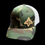 Just Pass'N Through™ Green Camo/White Leather Patch Hat