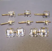 Antique Rock Crystal and Pearl Tuxedo Set with Studs &amp; Cufflinks