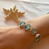 Beautiful Seafoam Sea Glass & Sterling Silver Bracelet