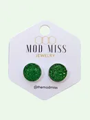 Green Druzy Stud Earrings-Large