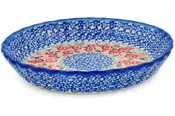 Polish Pottery 10" Fluted Pie Dish Fluctuating Pansy's