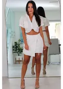 1047 Twist Front Linen Crop Top