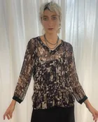 Silk Chiffon Top with Jersey Trim — ANNA