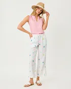 27" Brawley Linen Crop Pant - Multi Beach Treasure Embroidery