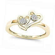 0.05 CT. TW Diamond Double Heart Ring in 10K Gold