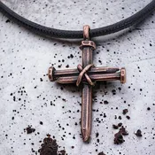 Antique Nail Cross Necklace in Copper