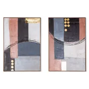 'Abstract Horizons' Hand Painted Framed Wall Art, Set of 2