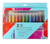 12 Watercolor Pastels + Brush