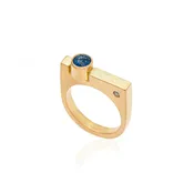 18k Gold Sapphire Bezel Set Bar Ring