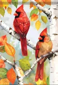 Autumn Cardinals Suede House Flag