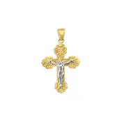 10KT White and Yellow Gold 30X20MM Crucifix Pendant. Chain not Included.