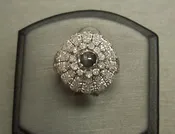 14KT White Gold 2.92TCW Cats Eye Alexandrite Cocktail Diamond Dome Dinner Ring C1960