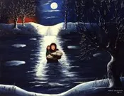 Agnes Smith Crossing the Grand River (8" x 10"), by Nancy Harlacher