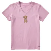 Women's Dog with Coffee Short Sleeve Crusher Vee