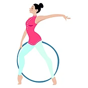 Beguiling Gymnastic With Hula Hoop Vector Art | Pink Women Gymnastic Art