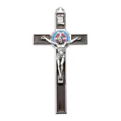 SAINT BENEDICT CRUCIFIX BLUE/RED MEDAL 8" #2162