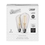 3008692 100W Equivalence ST19 E26 Medium Filament LED Bulb, Soft White - Pack of 2