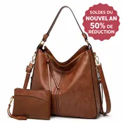 Sac à main hobo de luxe en cuir Vegan anti-vol +pochette portefeuille GRATUITE