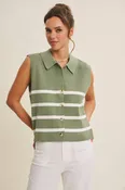 ALL SEASON LAYERING VISCOSE RIB BUTTON-DOWN SWEATER VEST