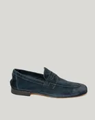 Amalfi navy blue suede leather loafer