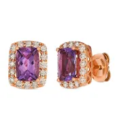 14K Rose Gold Amethyst Stud Earrings