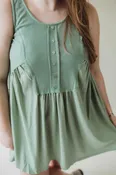 Bennie Babydoll Dress- Sage