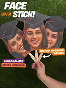 Large Face Cutouts with Personalized Fan Sticks, Big Head Cutouts, Big Face Sticks,