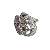 Art Deco 14K white gold and natural diamond ring