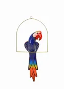 Clay Hanging Macaw with Perch-25 Inches High, Multi-color, Hand Painted