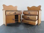Miniature Doll Furniture Edwardian Victorian Quatersawn Oak 1900s 1910s Dresser Commode Pair
