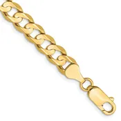 14K Yellow Gold Unisex Open Concave Curb Bracelet