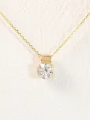 Bold Gold Solitaire Lab Created Diamond Necklace