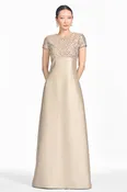 AMSTERDAM BEIGE EMBELLISHED EMPIRE WAIST GOWN