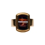 Antique Victorian 15k Intaglio Greyhound & Tudor Rose  Ring