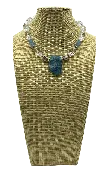 Thai Silver necklace with Aquamarine and Crystal Quartz