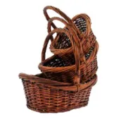#01178-Willow Boat Basket set of 3 (Dark Brown)