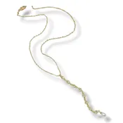 Gold Zircon Diamond Heart Lariat Necklace
