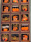Hello fall welcome autumn Benartex panel pumpkins cornucopia harvest thanksgiving hot pad squares fabric panel
