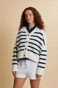 Damen-Cardigan aus gestreifter Baumwolle - Cesaria