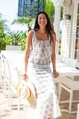 Applique Cami + Lined Bias Maxi Skirt in Rich Booti