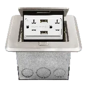 1-Gang Pop-Up Floor/Counter Top Box | 20A Decorator Receptacle With 4A Dual USB-A Charger | Tamper Resistant | Enerlites 961248-C/S-USB