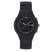 Gino Franco Mens Black Dial Mirano Round Chronograph Black Ion-Plated Watch