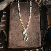 Blue Sky Horseshoe Necklace