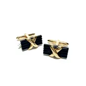 14K Gold Onyx Cufflinks Circa 1960s