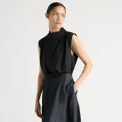 Allegra Gathered-Neck Sleeveless Blouse