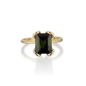 Green Tourmaline “H” Ring in 18K Yellow Gold