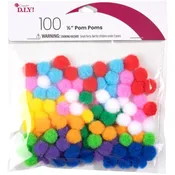 100-Pack Half Inch Pom Poms POMHLFIN