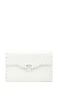 Enamel Stud Accent Crossbody Bag-White